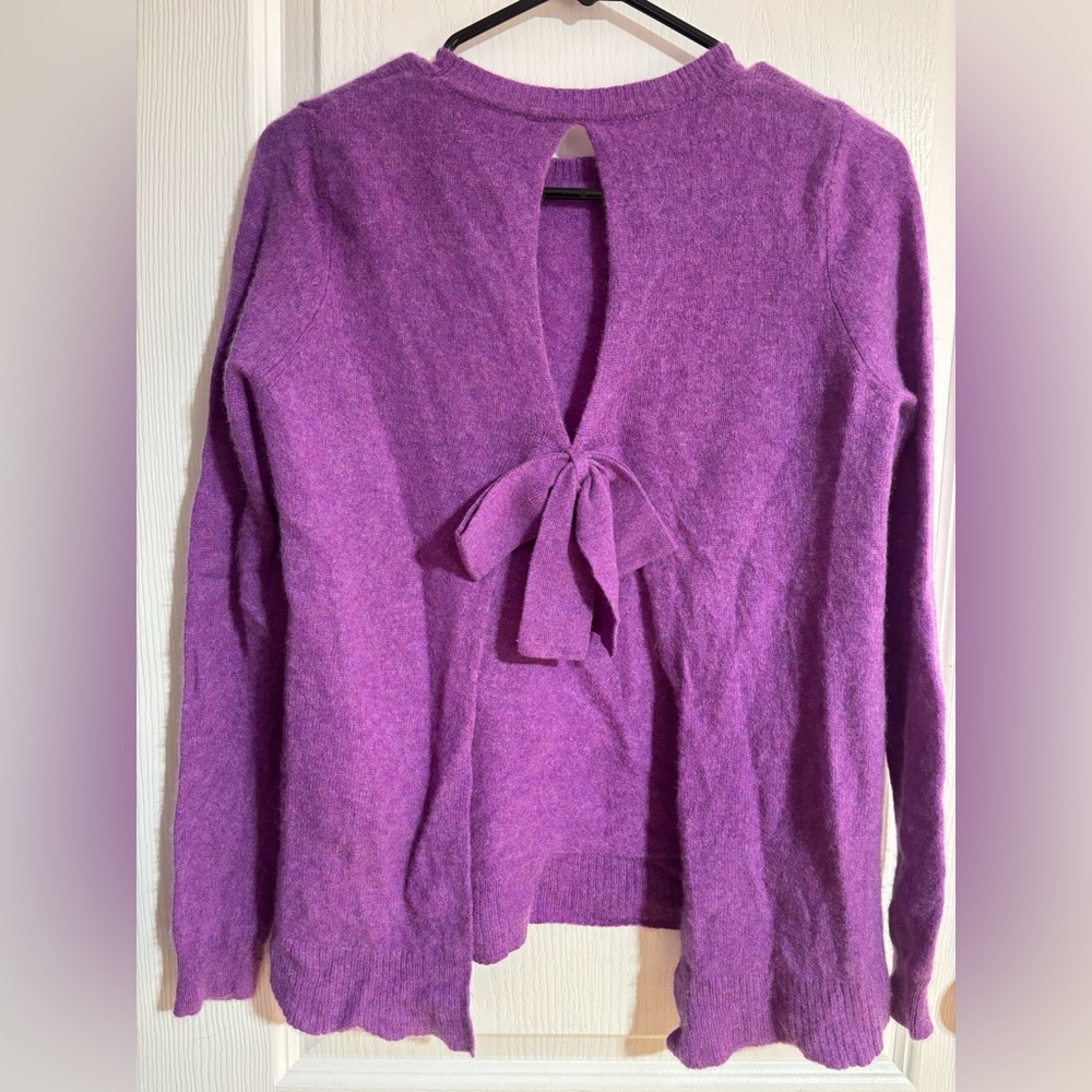 Oats by Cashmere Debra Hayburn Cashmere Open Tie Back Purple Sweater Size Small - Picture 4 of 6